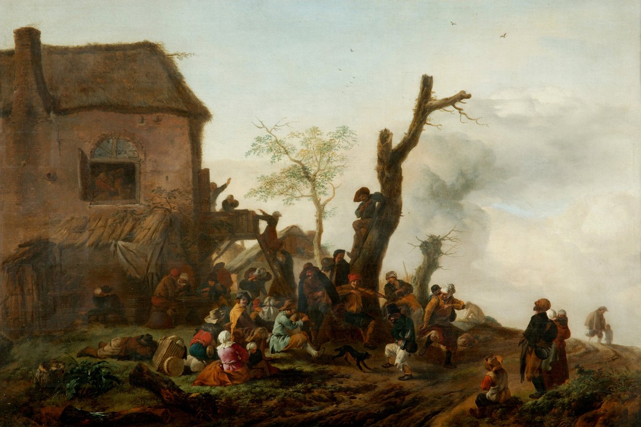 Vrolijk gezelschap voor een herberg door Philips Wouwermans or Wouwerman
