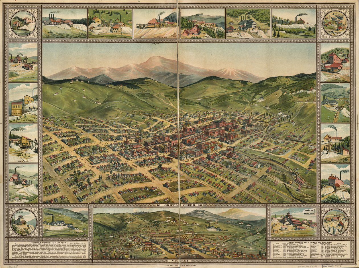 Cripple Creek, 1896 door Phillips and Desjardins Western Lithograph Co.
