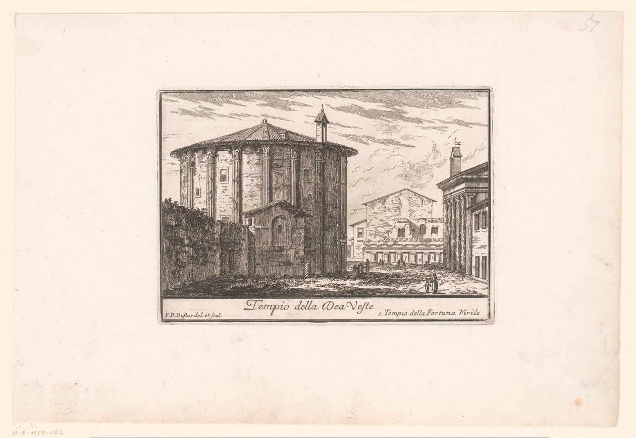 Zicht op de Tempel van Vesta door Philothée Francois Duflos