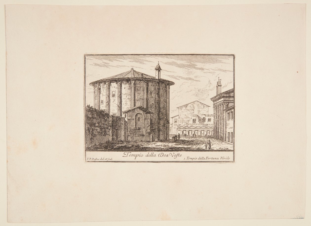 Deens: Tempel voor de godin Vesta. 1. Tempel van Fortuna Virile. Tempel van Fortuna Virile door Philothée Francois Duflos