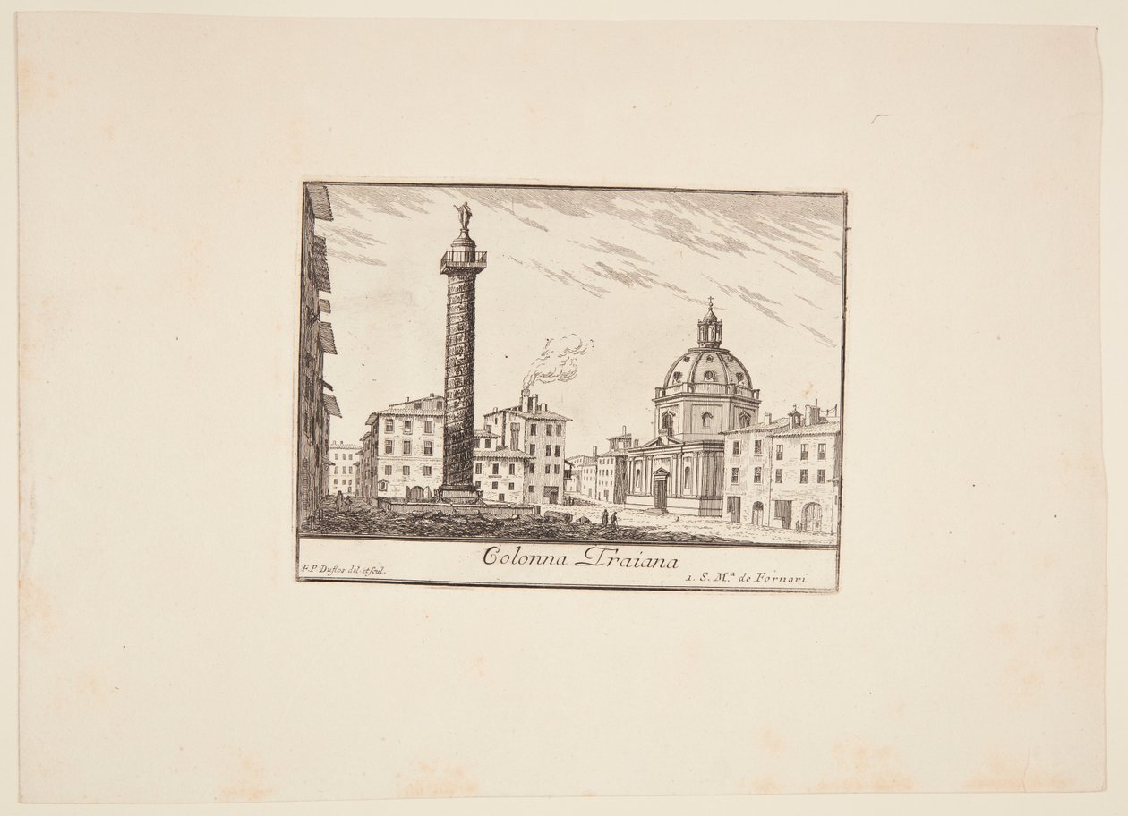 Deens: Zuil van Trajanus. 1. Kerk van S. Maria de Fornari door Philothée Francois Duflos
