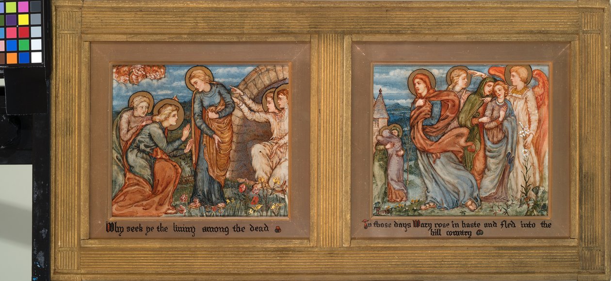 De Opstanding: Waarom zoekt u de Levende onder de Doden; In die dagen stond Maria haastig op en vluchtte naar het bergland door Phoebe Anna Traquair