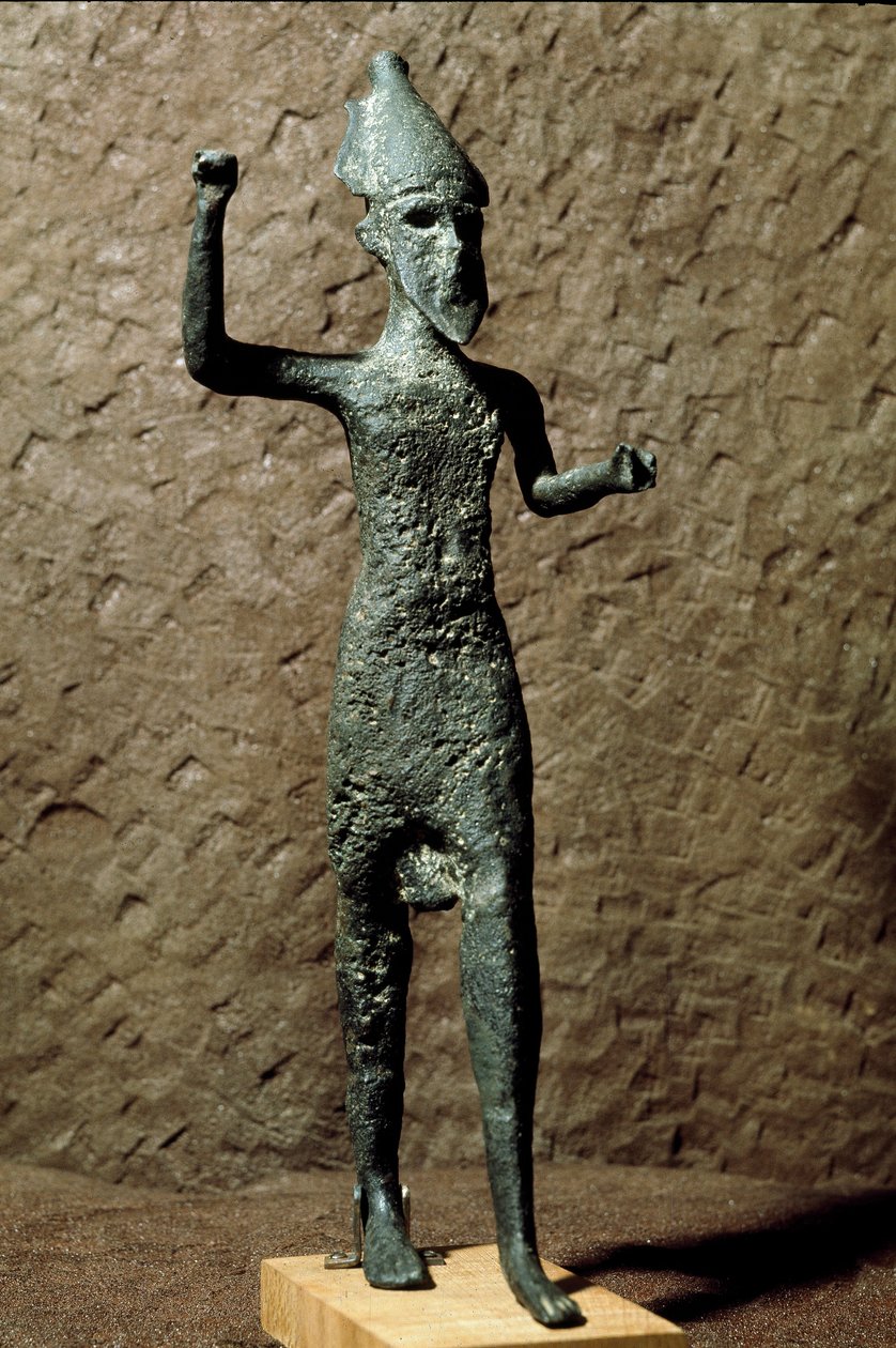 Fenicië: beeldje van een god in brons. Gevonden in de zee bij Selinunte, Sicilië. 14e-13e eeuw v.Chr. Palermo, Museo Archeologico Nazionale door Phoenician