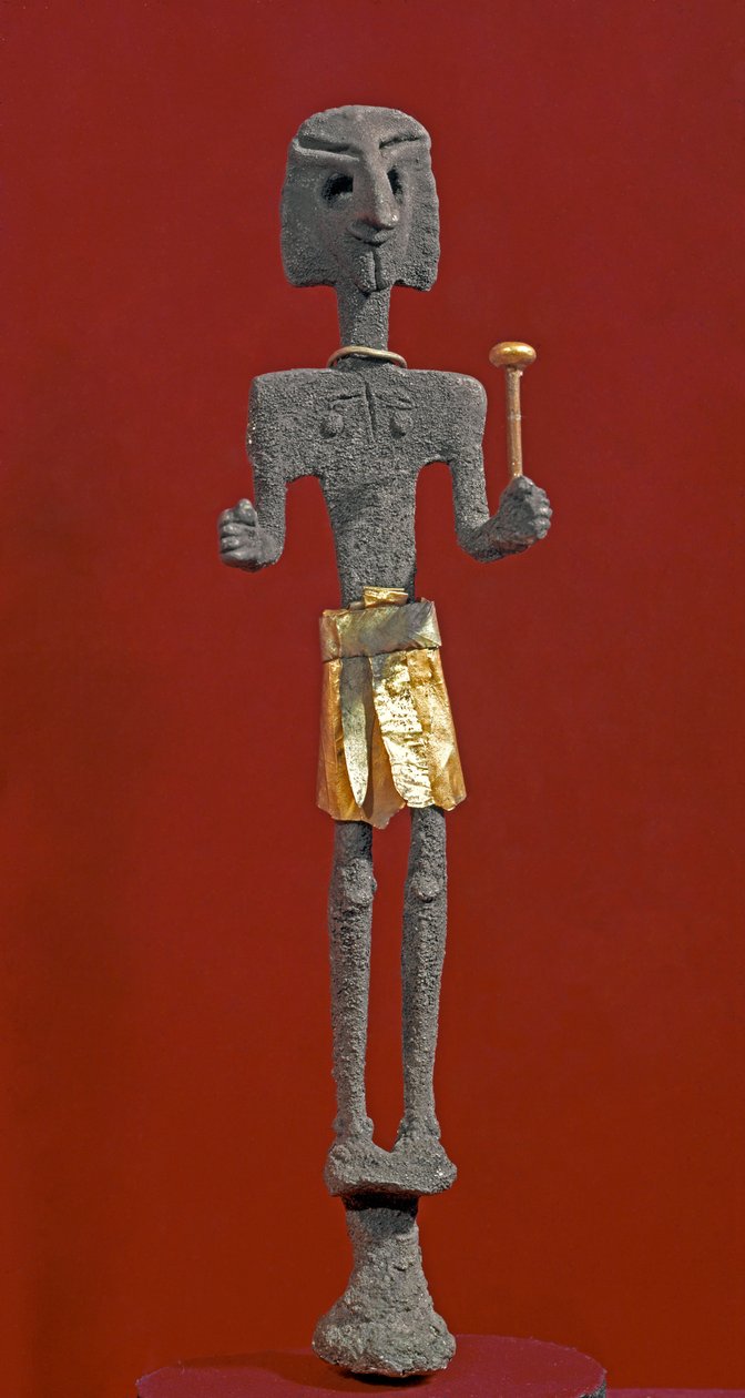 Fenicische kunst: beeldje van een godheid in zilver en goud. 20e of 19e eeuw v.Chr. Uit Ras Shamra (Ugarit of Ougarit) door Phoenician Phoenician
