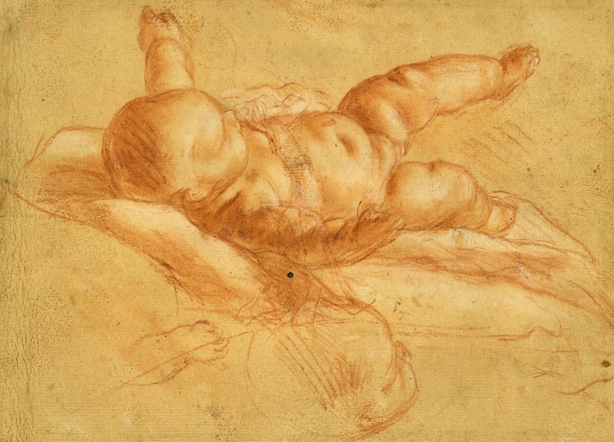 Studie van een naakte baby door Pier Francesco Mola