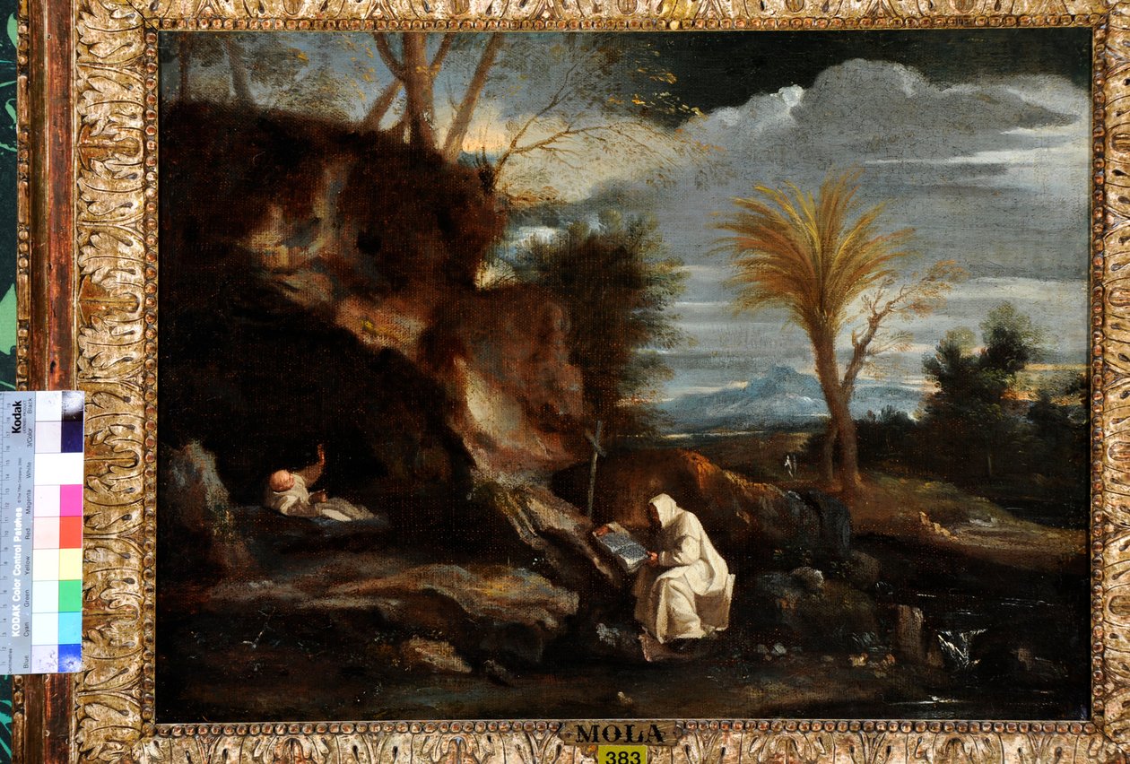 Landschap met twee Kartuizer monniken door Pier Francesco Mola