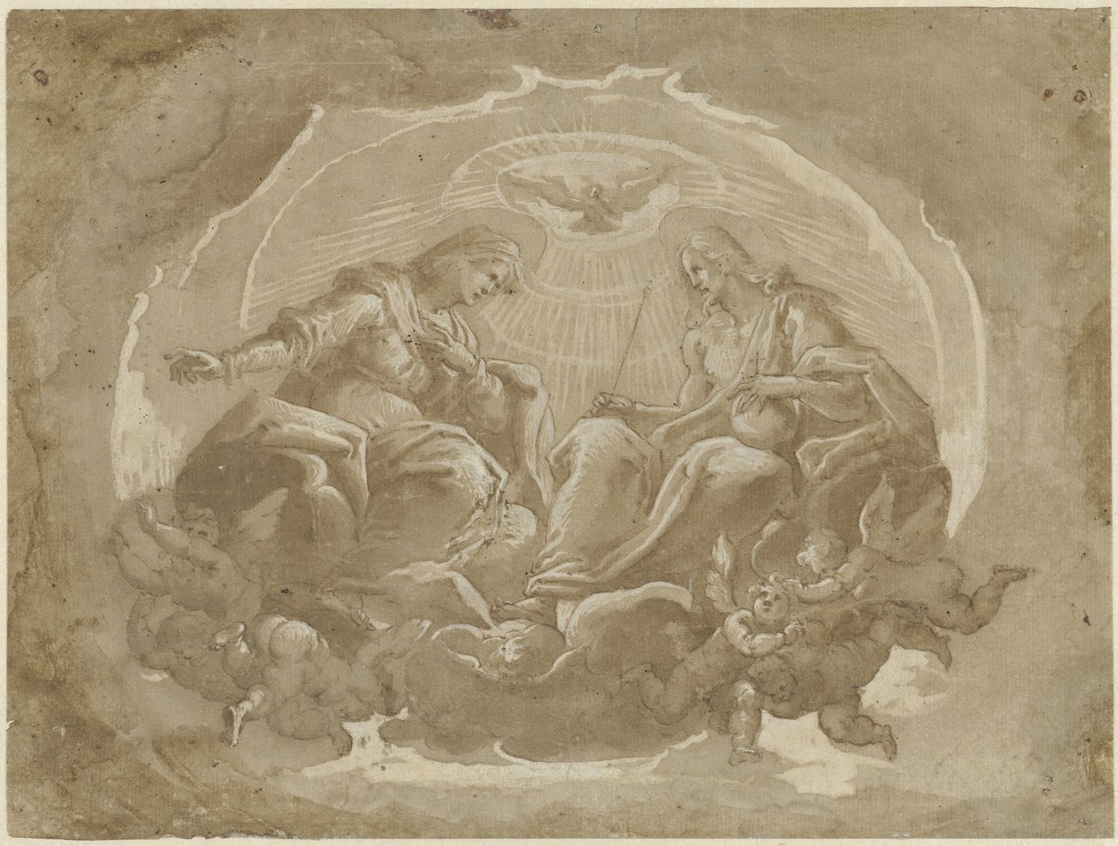 Maria als middelares en Christus als Heer der Wereld door Pier Francesco Morazzone