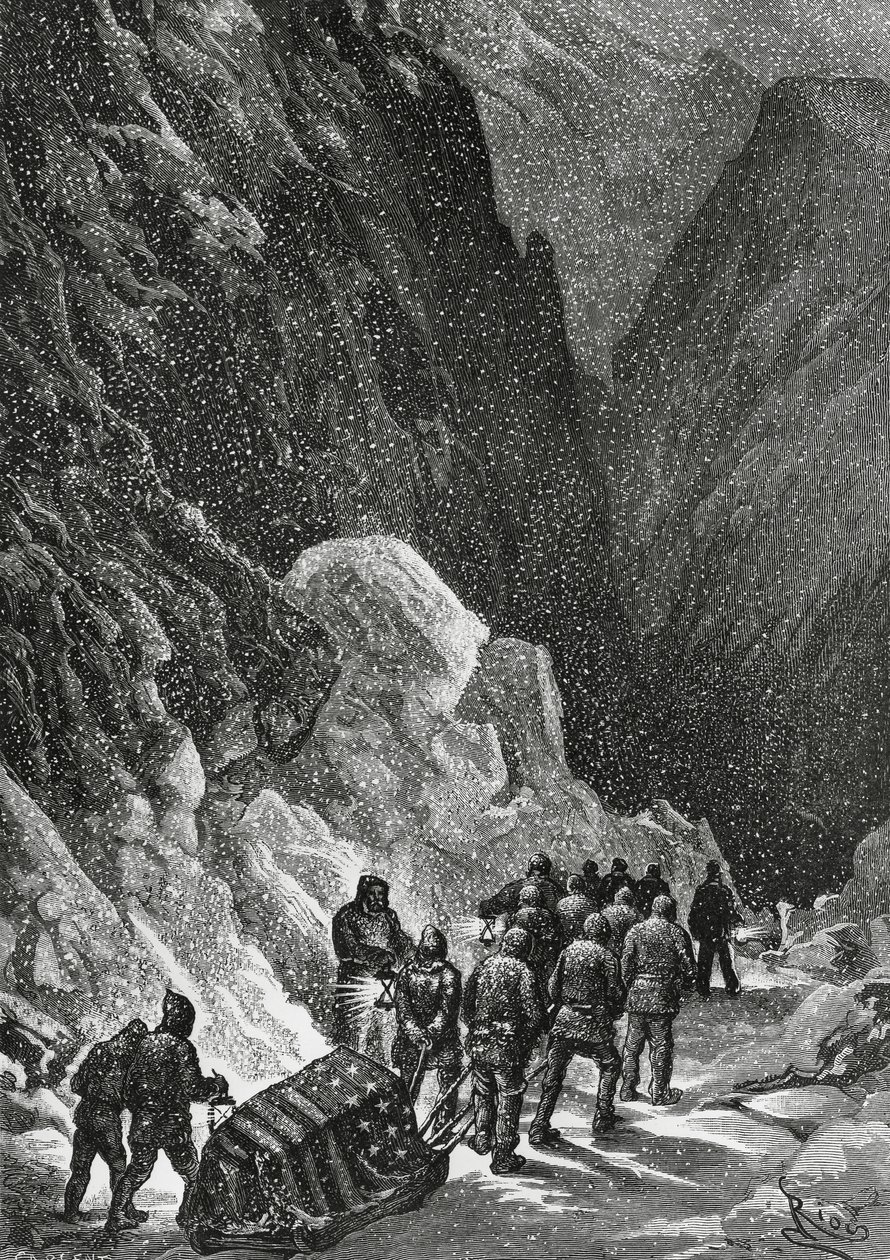 Begrafenis van kapitein Charles Francis Hall (1821-1871), Amerikaanse ontdekkingsreiziger, Groenland, november 1871, Polaris-expeditie door Blaise Nicolas Le Sueur