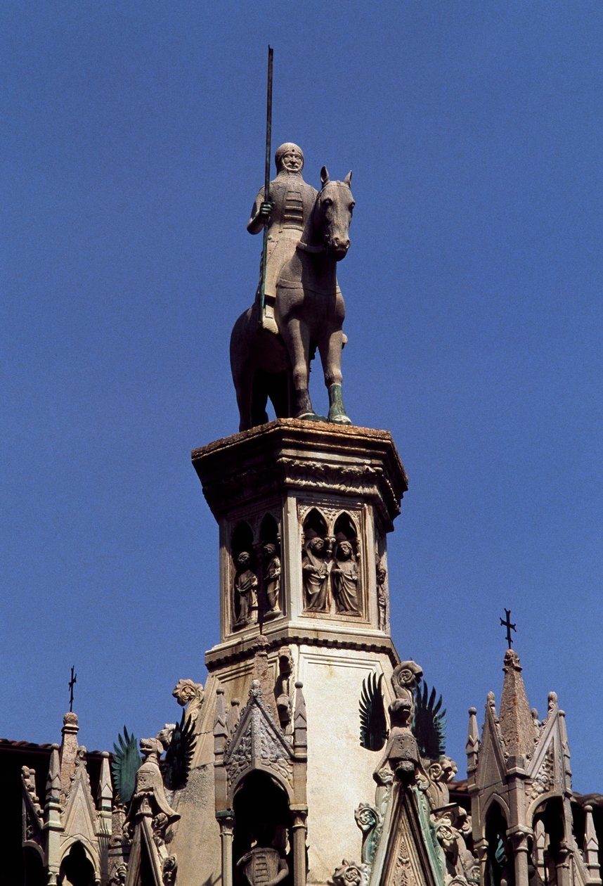 Ruiterstandbeeld van Cansignorio della Scala, Graf van Cansignorio della Scala, werk van Bonino da Campione, Scaliger Tombes, Verona, Veneto, Italië door Blaise Nicolas Le Sueur