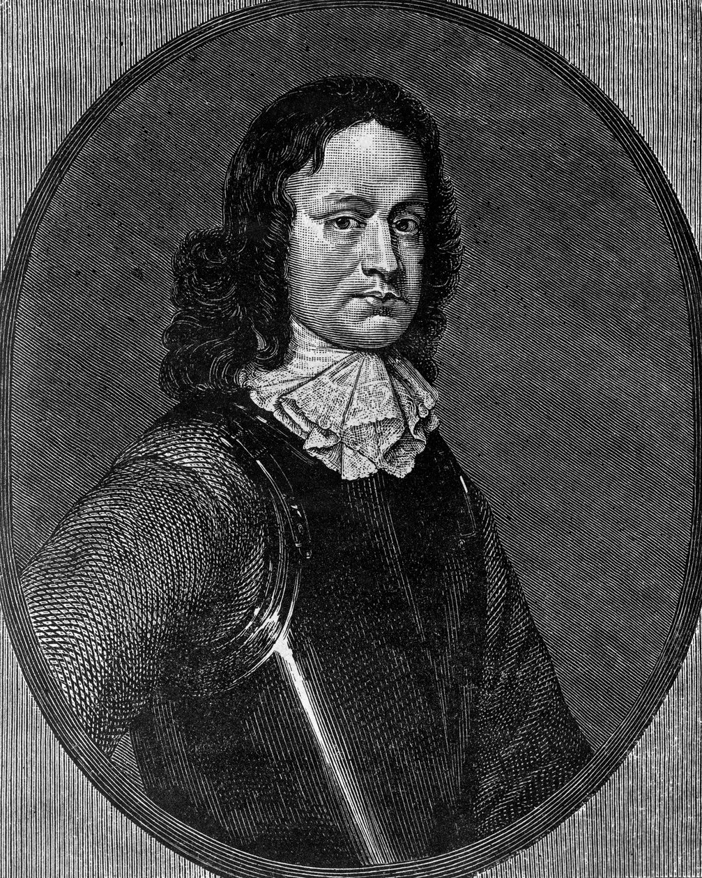 Portret van John Hampden (circa 1595-1643), Engelse politicus, gravure door Blaise Nicolas Le Sueur