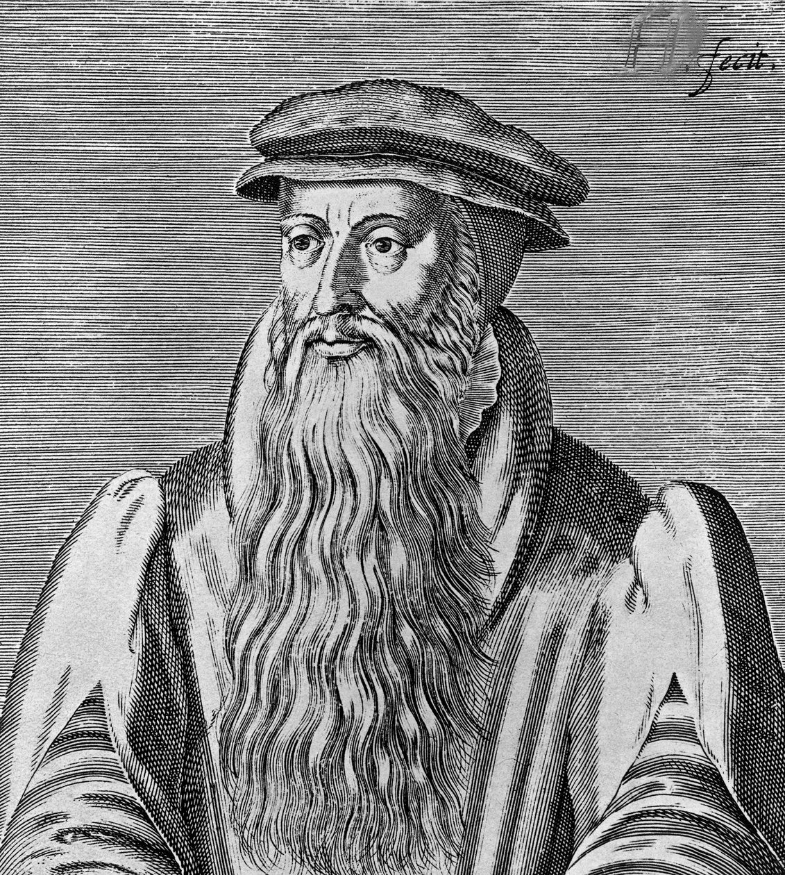Portret van John Knox (circa 1513-1572), Schotse predikant, theoloog, schrijver, leider van de Reformatie en oprichter van de Presbyteriaanse Kerk van Schotland, houtsnede door Blaise Nicolas Le Sueur