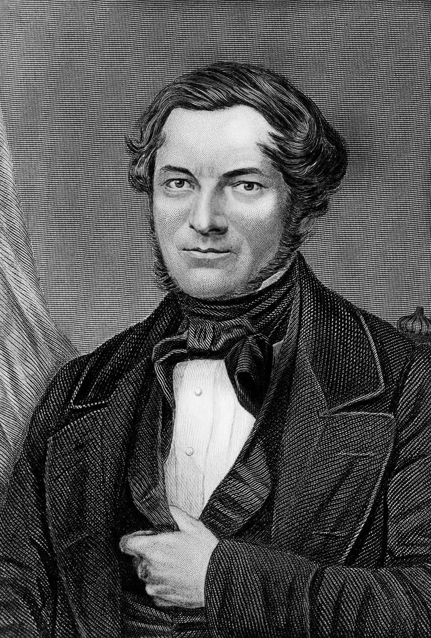 Portret van Robert Wilhelm Eberhard Bunsen (1811-1899), Duitse chemicus en natuurkundige, gravure door Blaise Nicolas Le Sueur