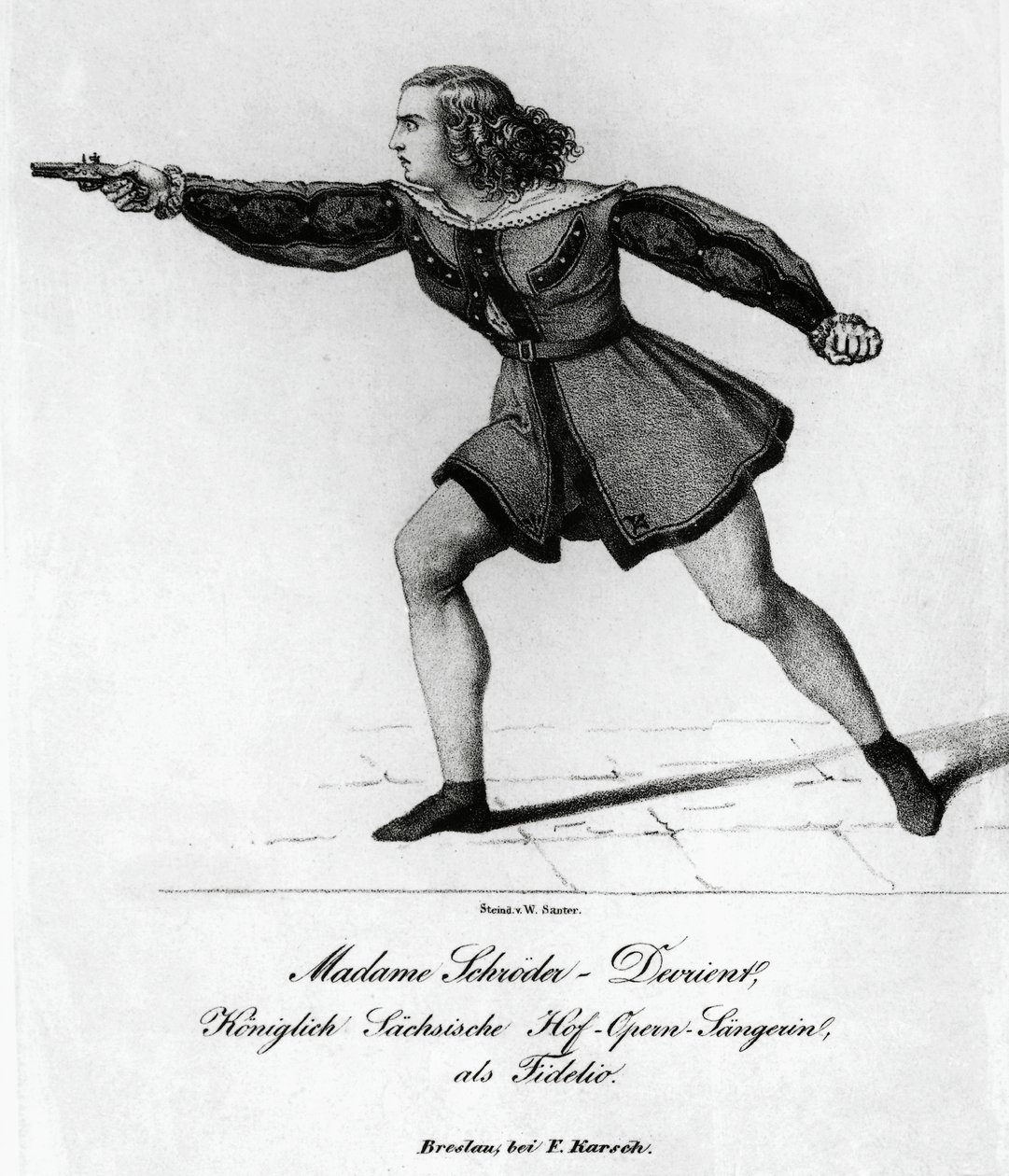 Portret van Wilhelmine Schroder-Devrient, Duitse sopraan, in de rol van Leonora in Fidelio of Huwelijksliefde, door Ludwig van Beethoven door Blaise Nicolas Le Sueur