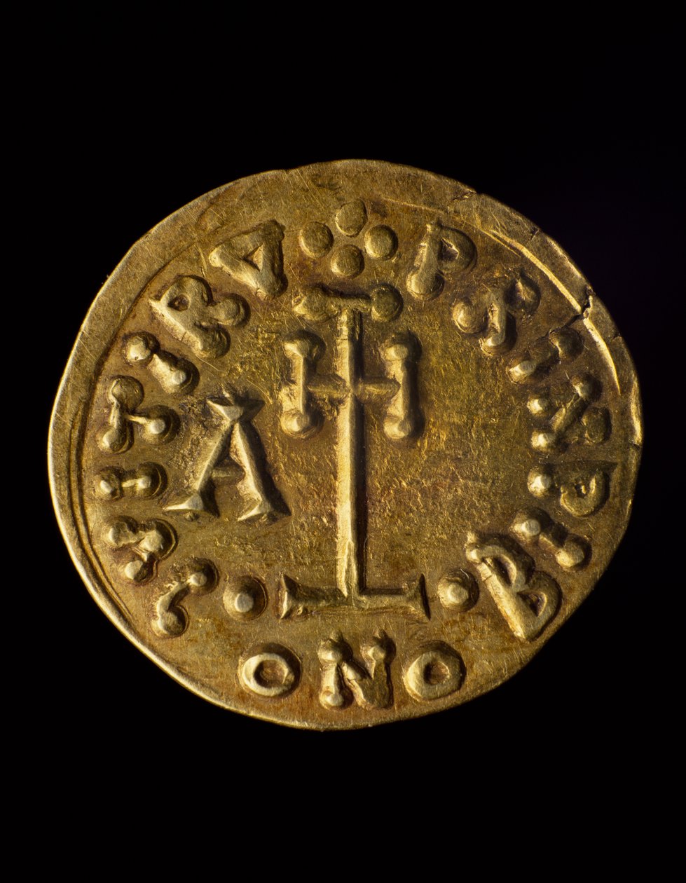 Solidus van Prins Arechi, verso, Lombardische munten, 8e eeuw door Blaise Nicolas Le Sueur