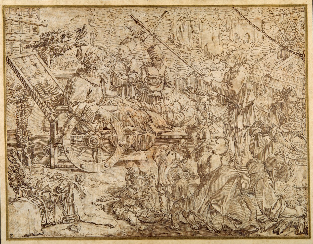 Polcinello met jicht door Pier Leone Ghezzi