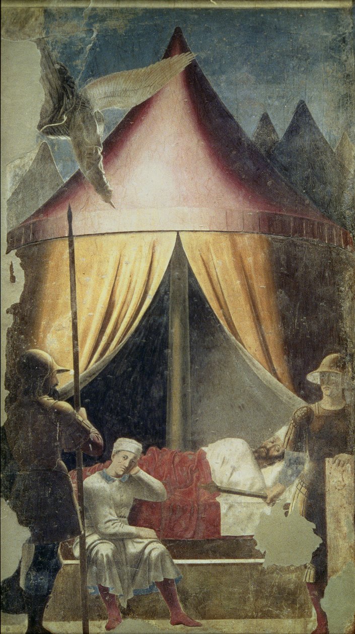 De droom van Constantijn, uit De Legende van het Ware Kruis cyclus, voltooid 1464 door Piero della Francesca