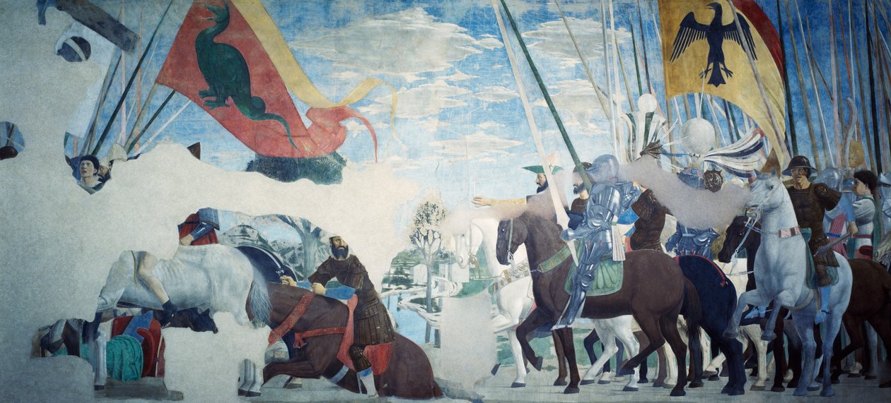 Detail uit de Legende van het Ware Kruis met de overwinning van Constantijn door Piero della Francesca