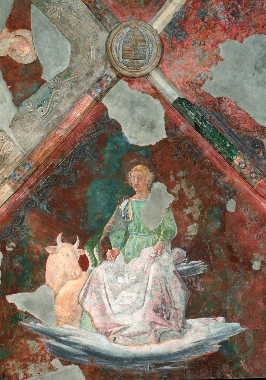 Sint Lucas. Detail van een fresco toegeschreven aan Piero della Francesca (1410/1420-1492) door Piero della Francesca
