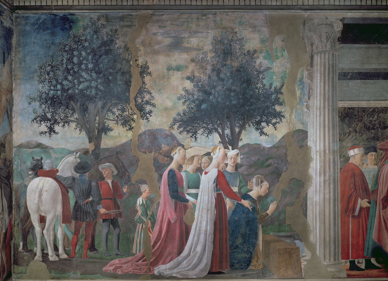De ontdekking van het hout van het ware kruis, uit de Legende van het ware kruis cyclus (detail) door Piero della Francesca