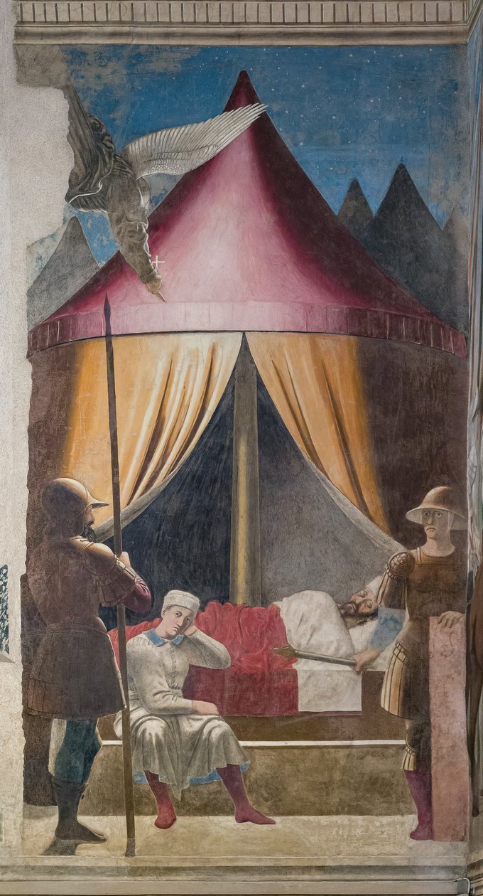De droom van Constantijn (detail) door Piero della Francesca