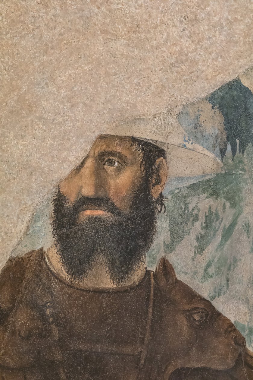 Overwinning van Constantijn over Maxentius, detail met een soldaat door Piero della Francesca