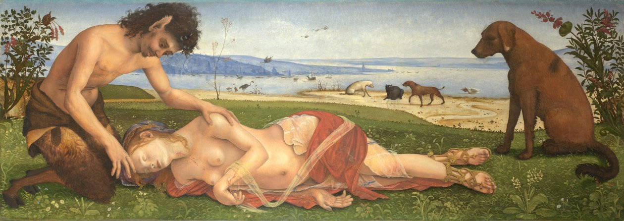 Een Sater rouwend over een Nimf, ca. 1495 door Piero di Cosimo