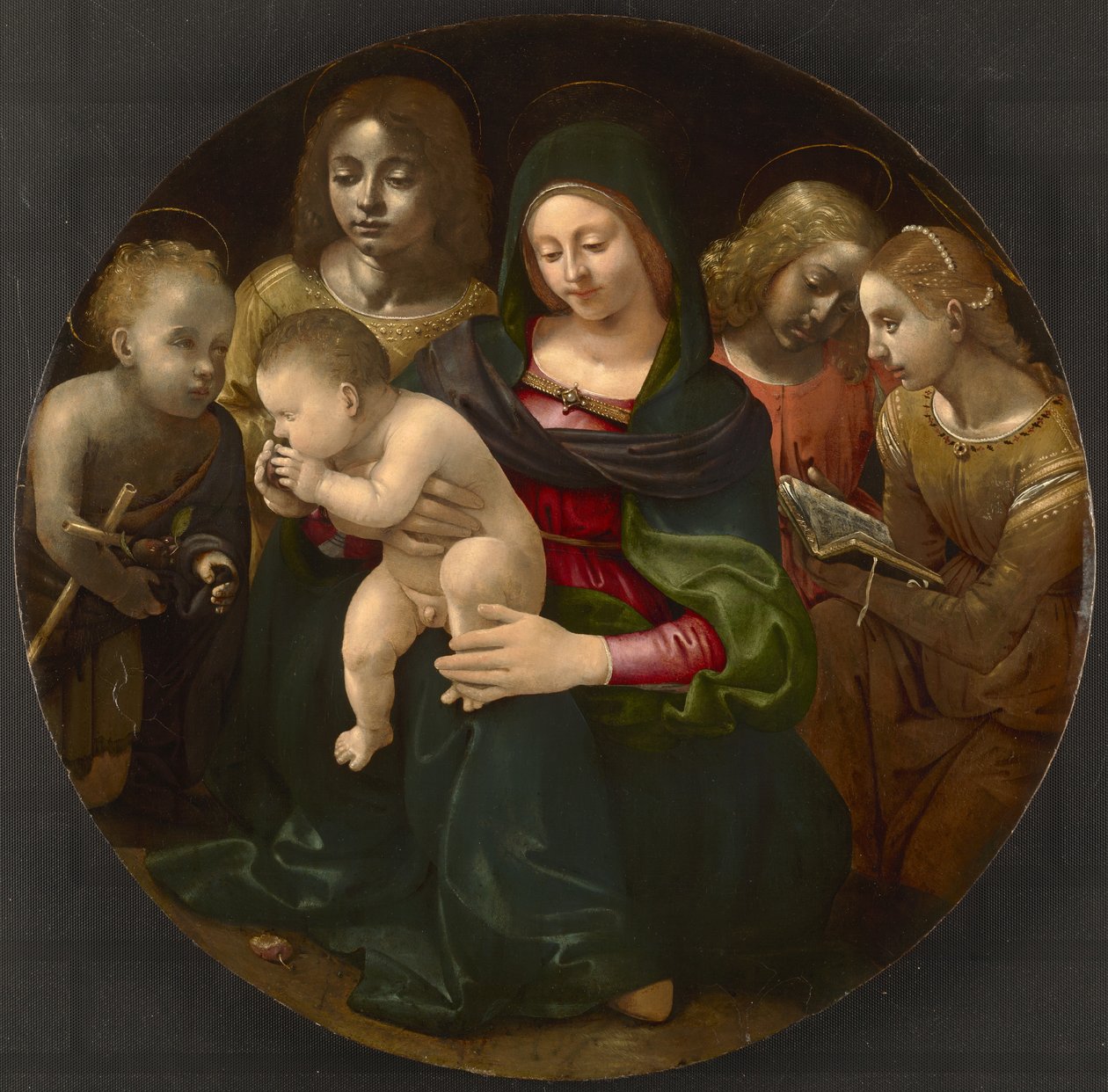 Maagd en kind met de jonge Sint Jan de Doper, Sint Cecilia en engelen ...
