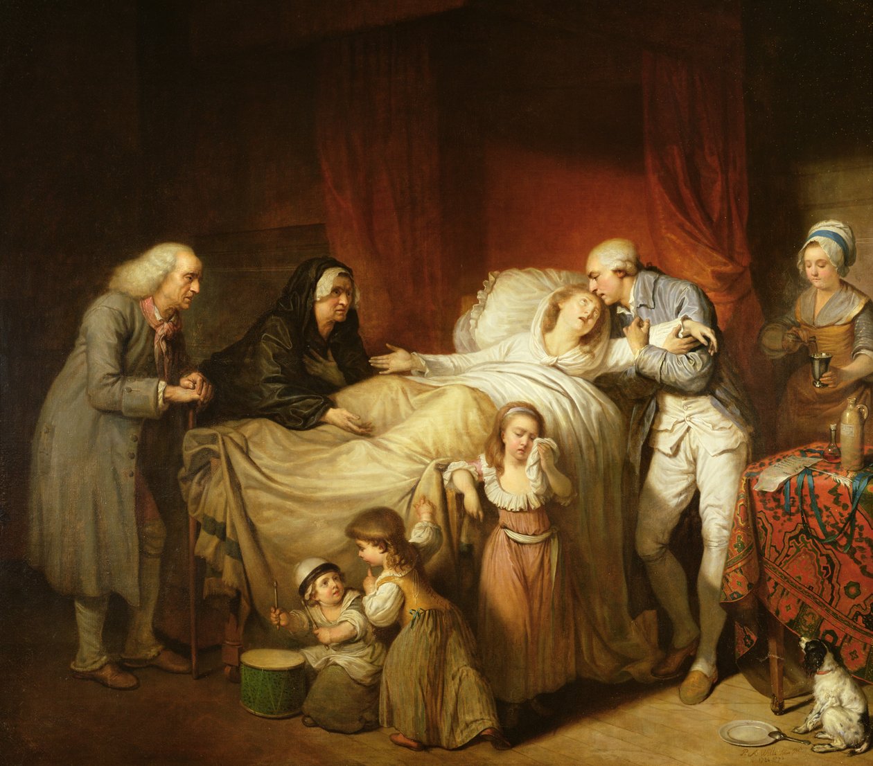 De laatste momenten van de geliefde vrouw, 1784 door Pierre Alexandre Wille