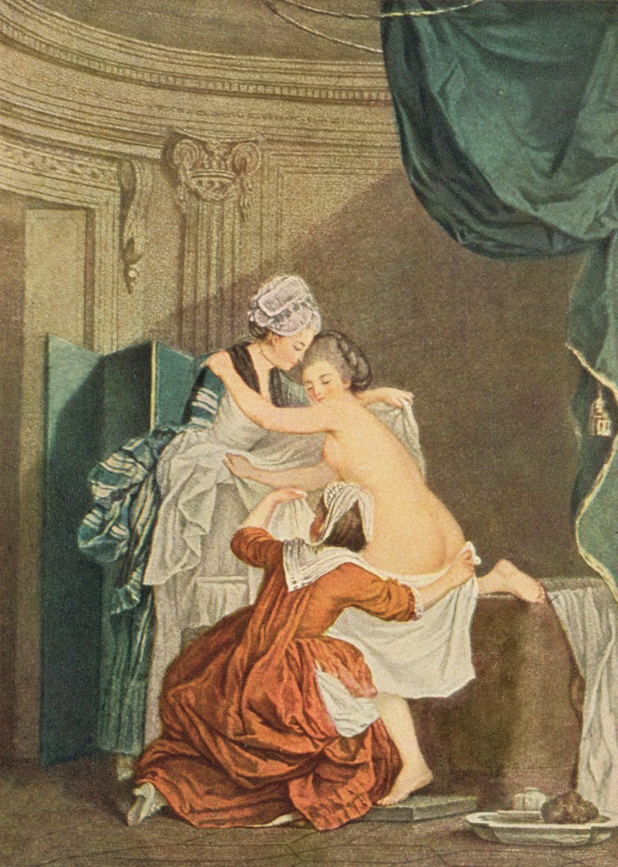 Het Bad, gravure door Nicolas Francois Regnault door Pierre Antoine Baudouin