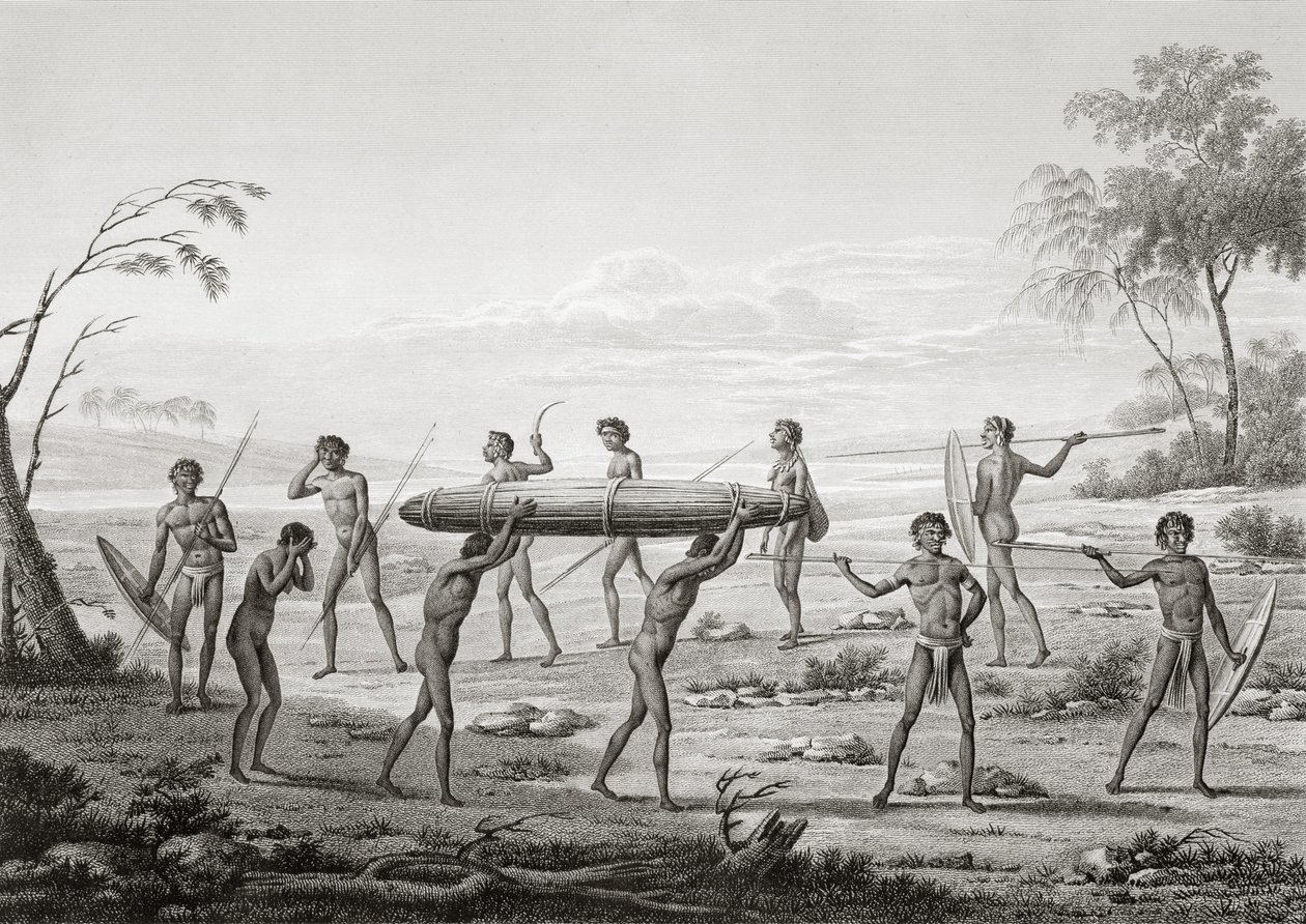 Port Jackson, Nieuw-Holland: Aboriginal begrafenisceremonie, uit 