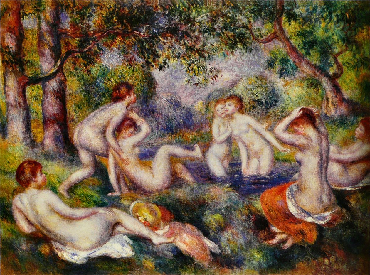 Baadsters in het bos door Pierre-Auguste Renoir
