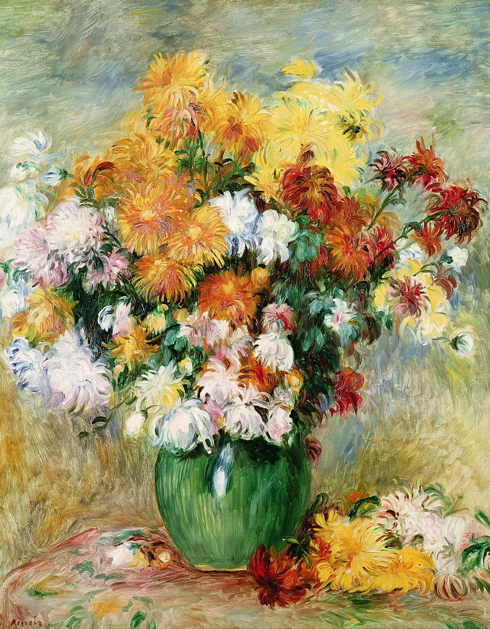 Boeket chrysanten, c.1884 door Pierre Auguste Renoir