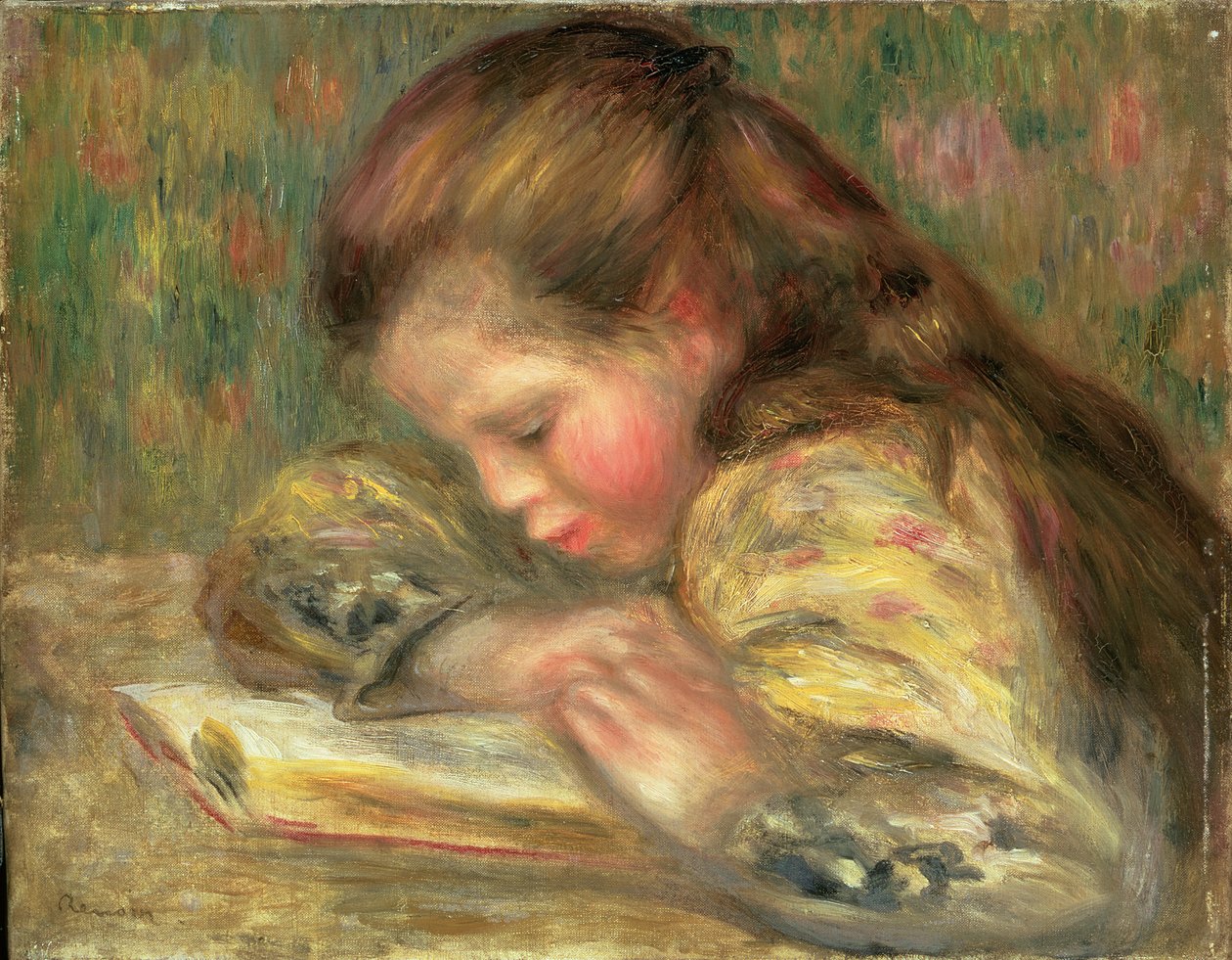 Kind dat leest (ca. 1890) door Pierre Auguste Renoir