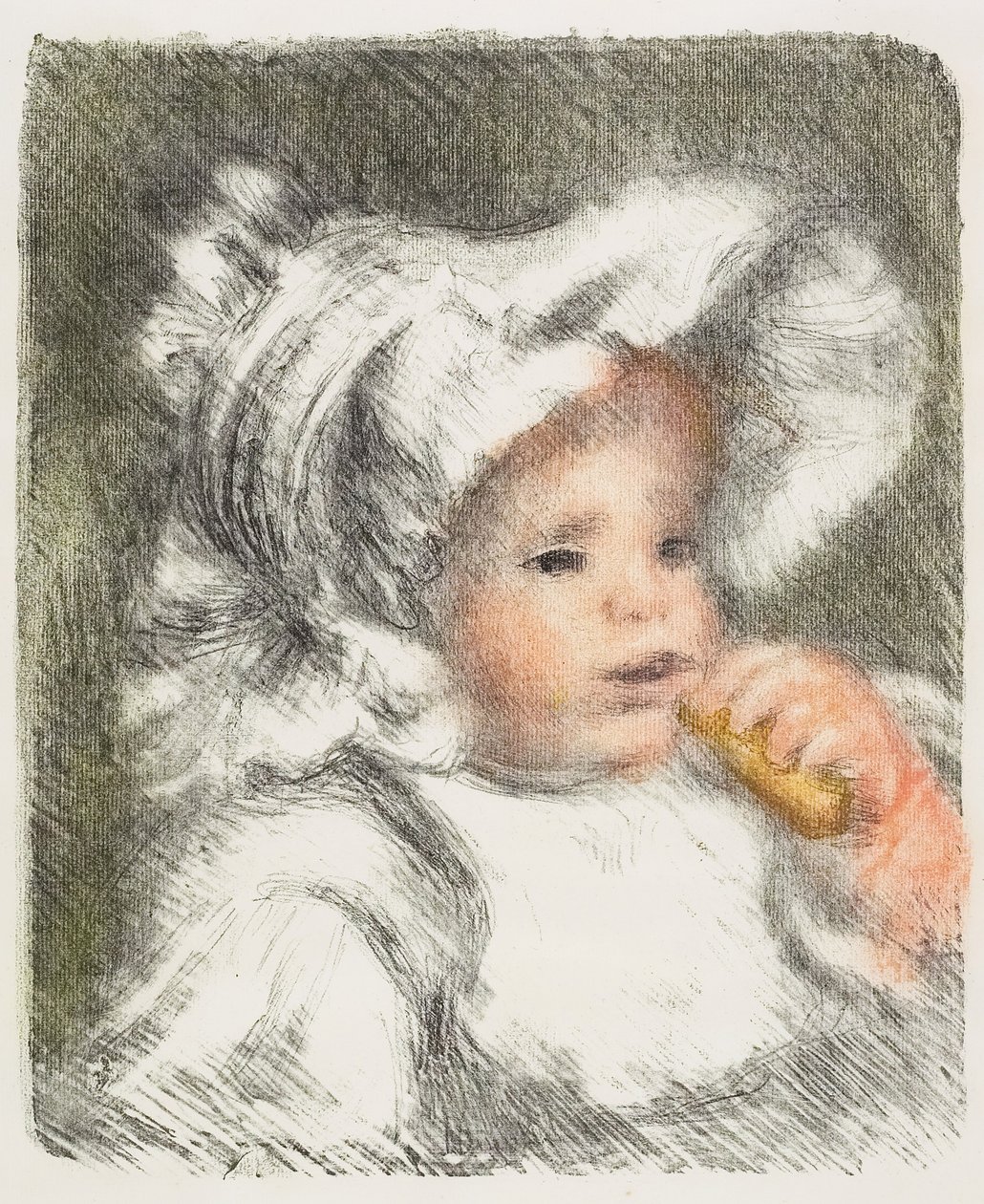 Kind met een koekje, 1899 door Pierre Auguste Renoir