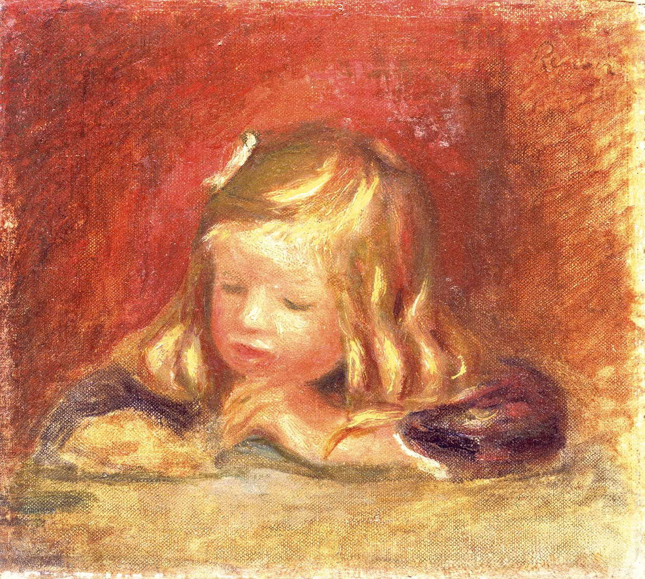 Coco aan de Tafel (Claude Renoir Leest) 1905 door Pierre Auguste Renoir