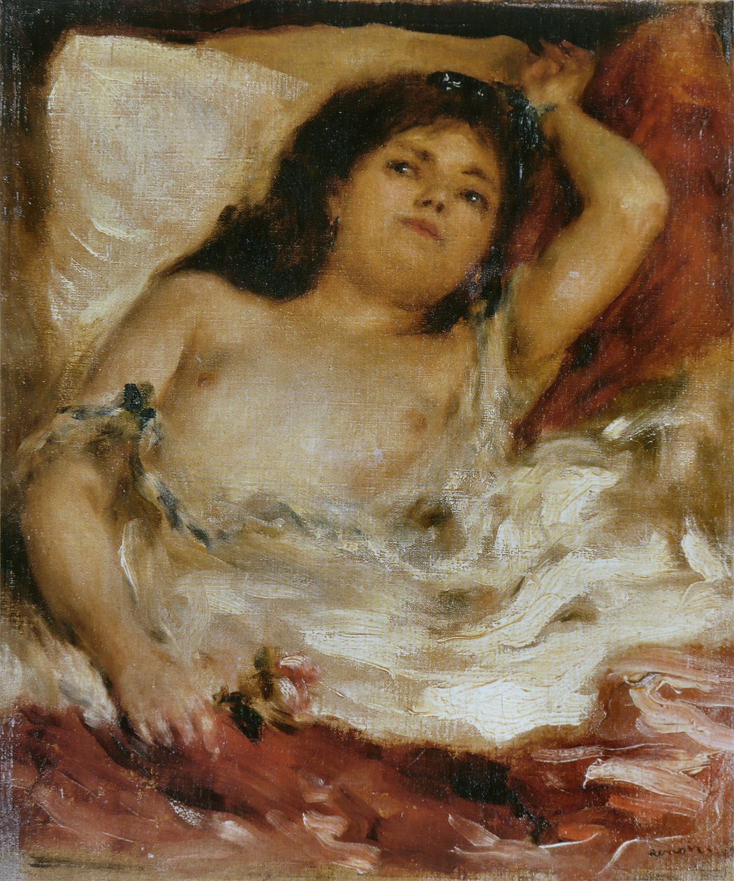 Halfnaakte liggende vrouw door Pierre Auguste Renoir