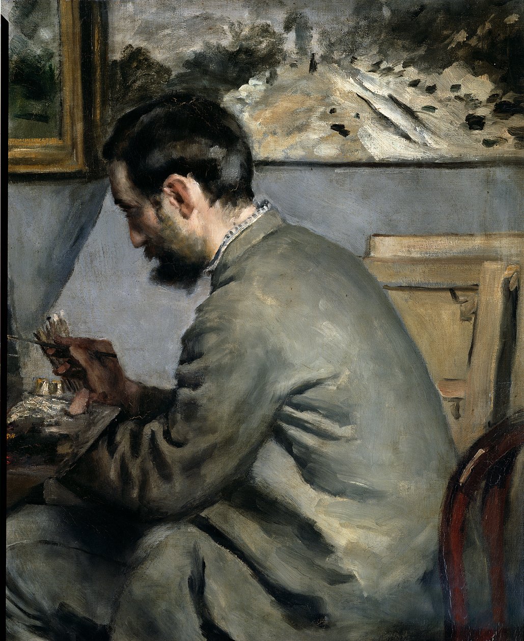 Frederick Bazille aan zijn ezel (detail) door Pierre Auguste Renoir