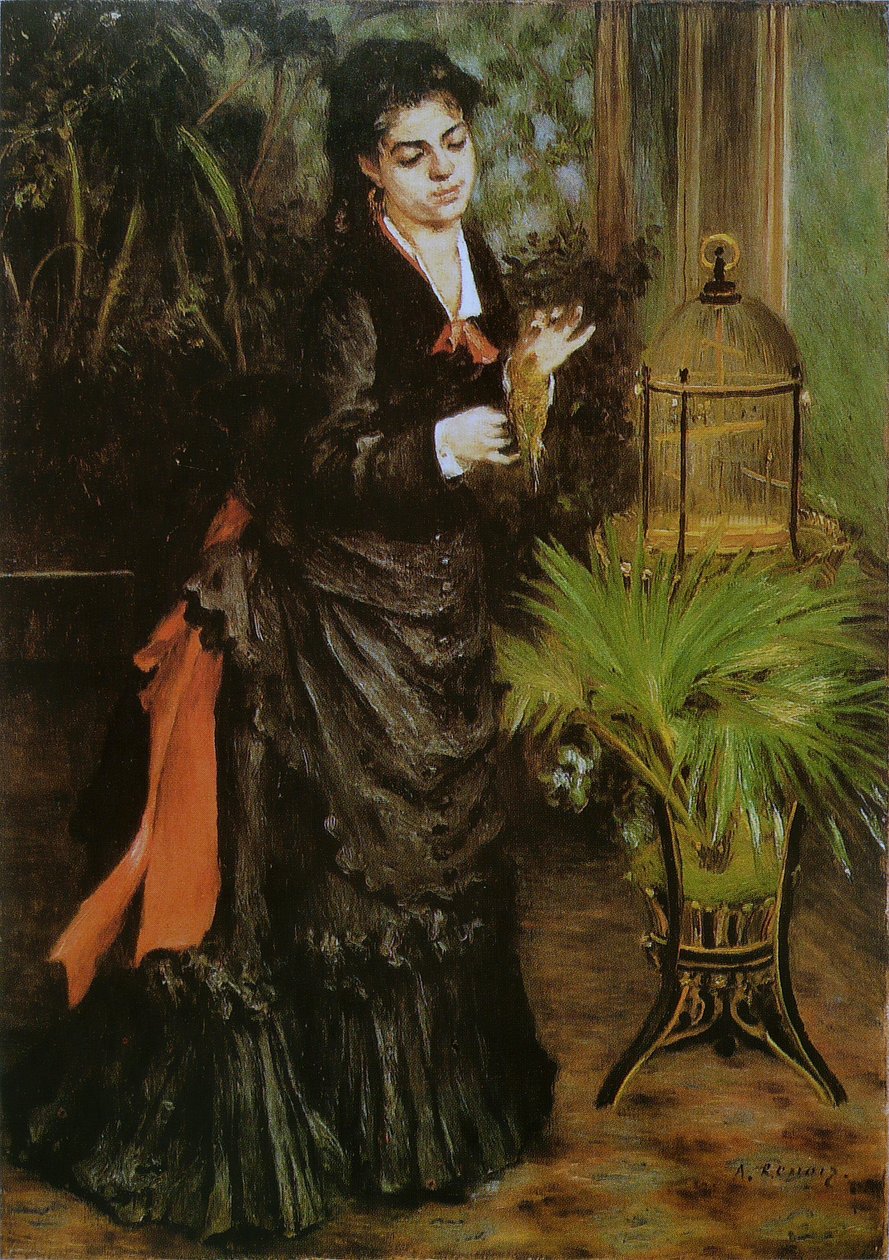 De vrouw met de parkiet door Pierre-Auguste Renoir