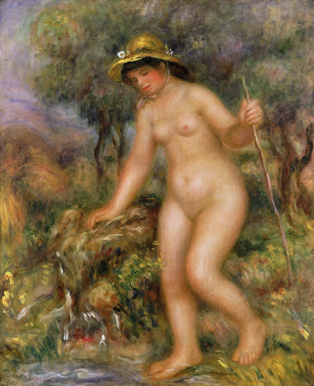 La Source of Gabrielle Naakt door Pierre-Auguste Renoir