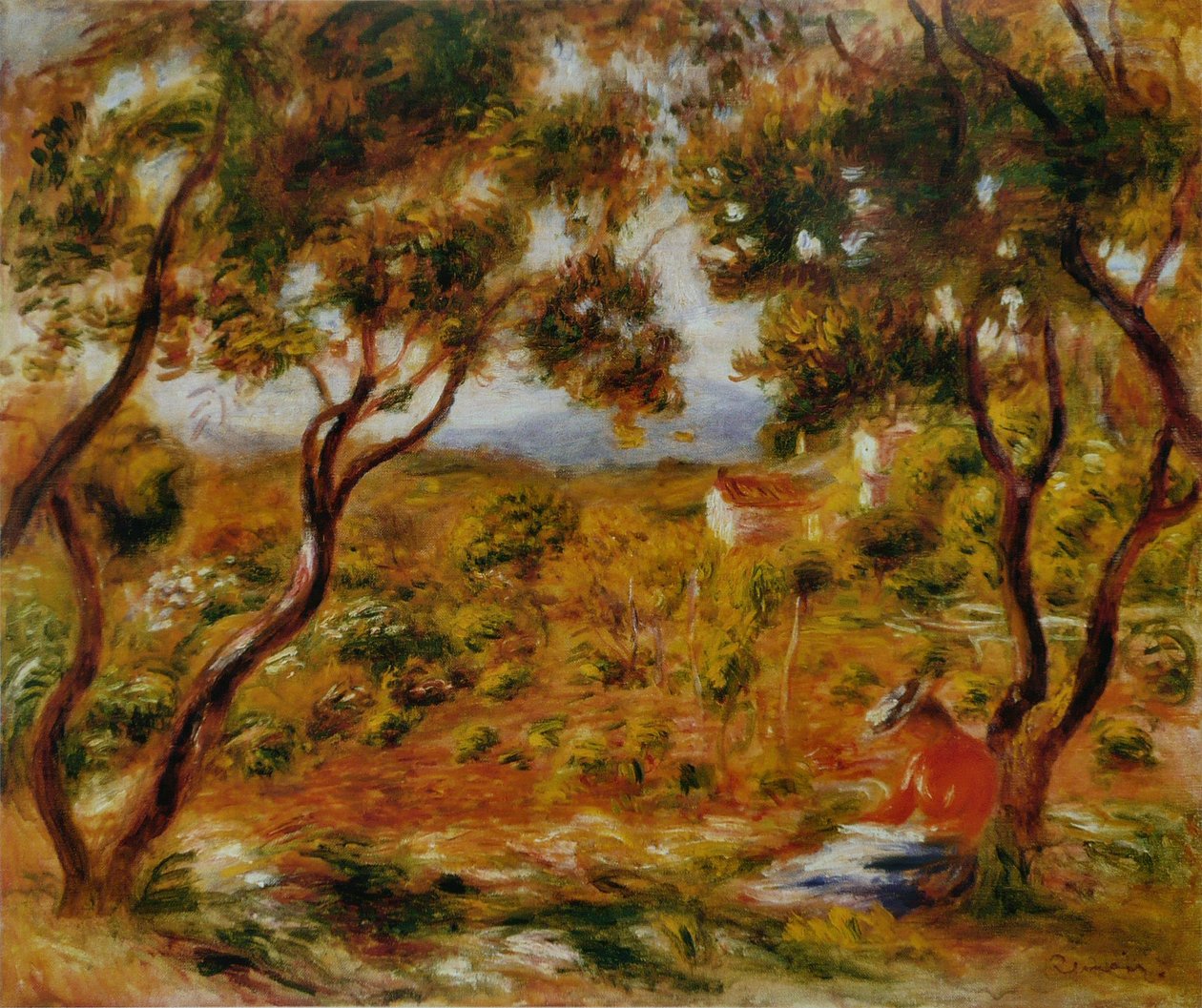 De wijngaarden bij Cagnes door Pierre Auguste Renoir
