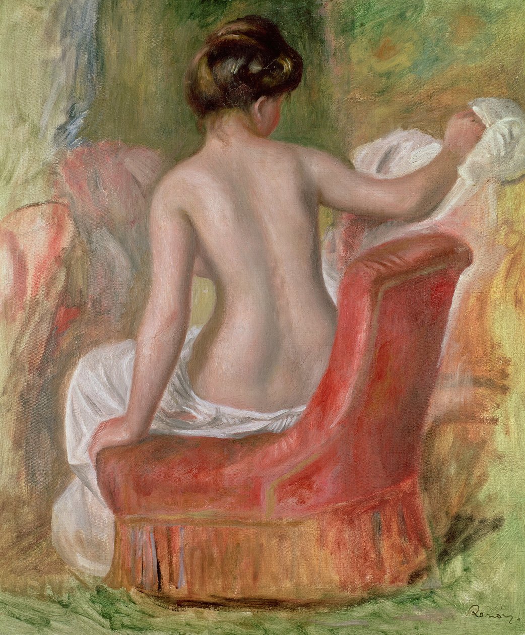 Naakt in een fauteuil, 1900 door Pierre Auguste Renoir