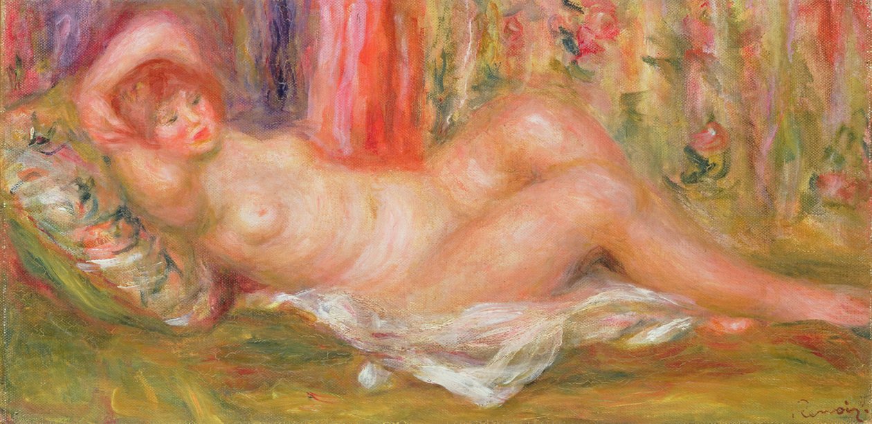 Naakt op bank, 1905-6 door Pierre Auguste Renoir