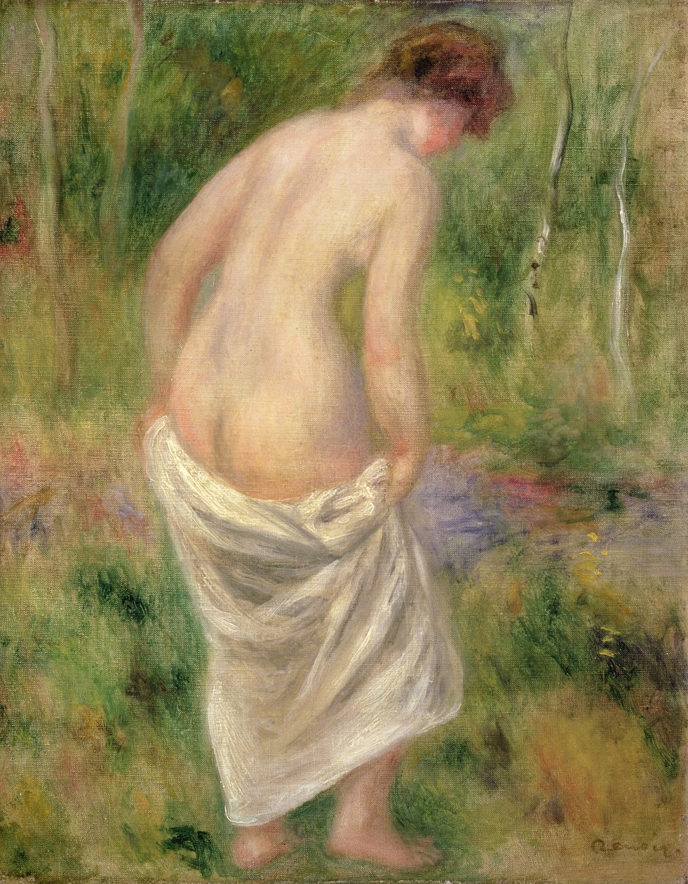 Staande Naakt in een Landschap door Pierre-Auguste Renoir