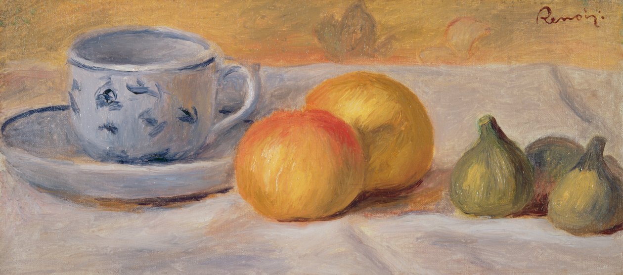 Stilleven met blauwe kop (Nature Morte a la Tasse Bleue) ca. 1900 door Pierre-Auguste Renoir