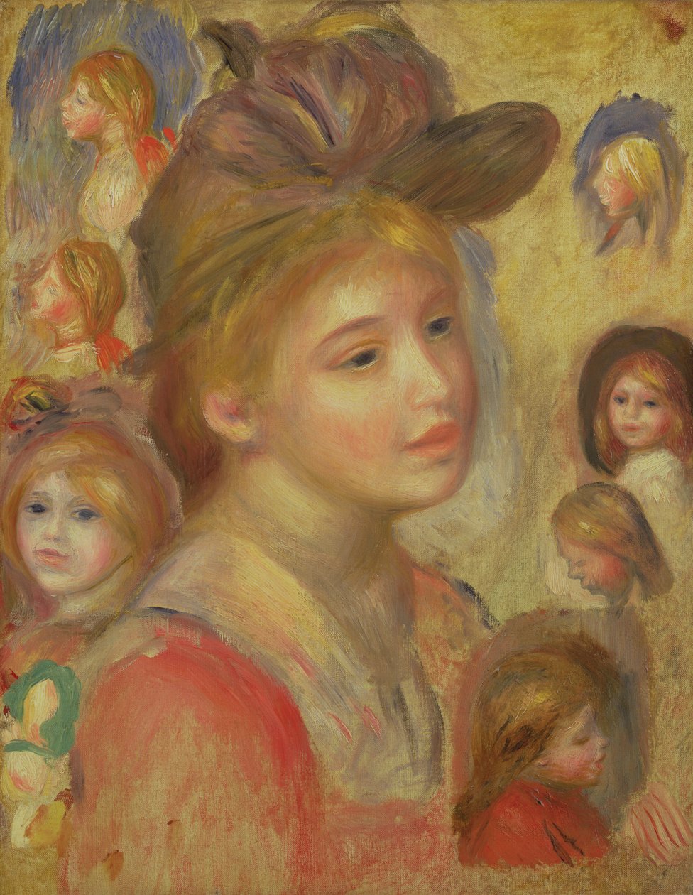 Studies van meisjeshoofden door Pierre-Auguste Renoir
