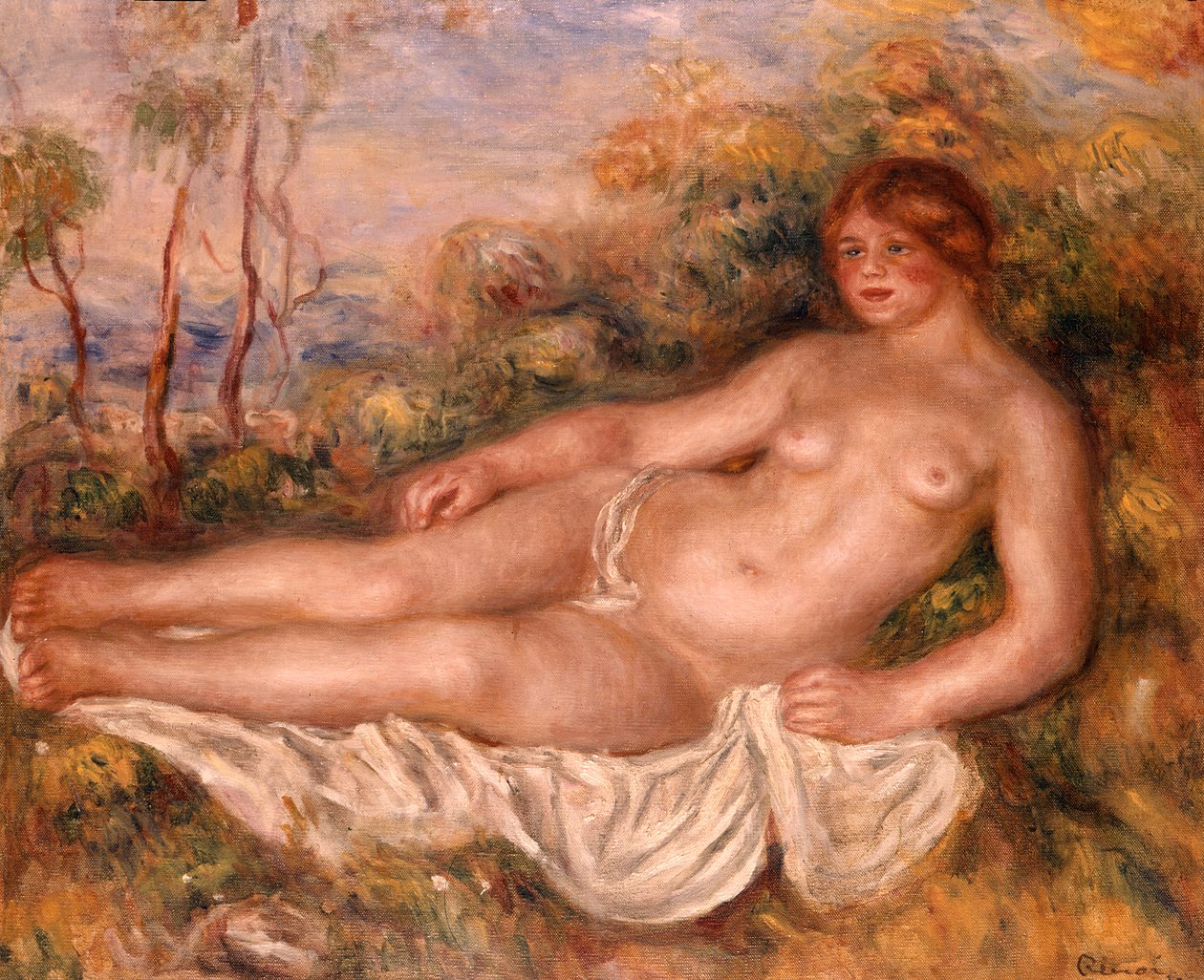 De liggende badende (La Baigneuse Couchee) 1906 door Pierre Auguste Renoir