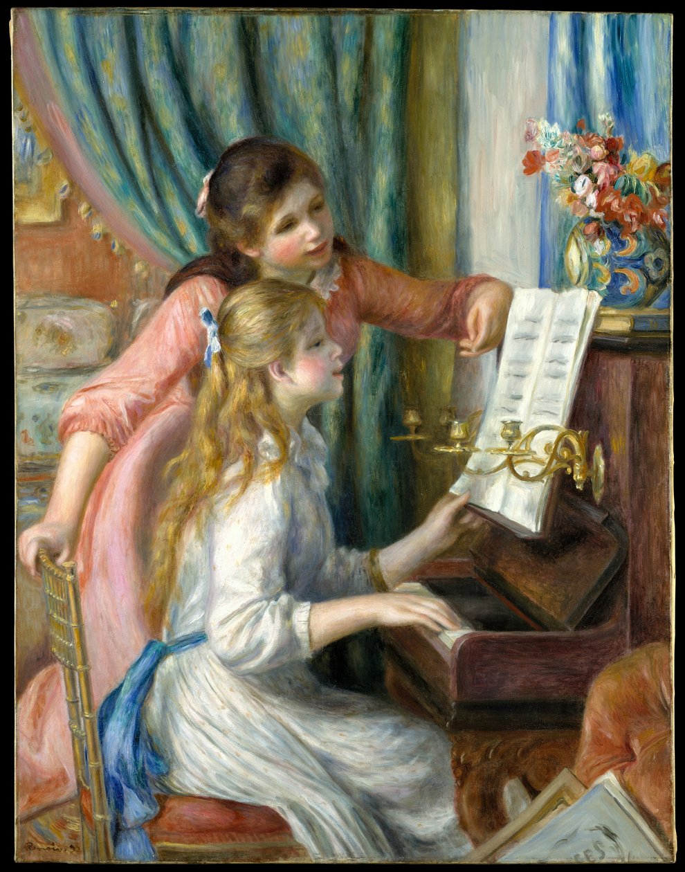 Twee jonge meisjes aan de piano door Pierre Auguste Renoir