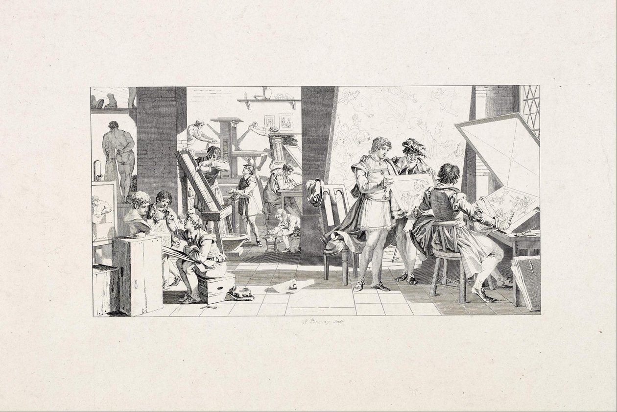 Atelier van een Prentmaker door Pierre Charles Baquoy