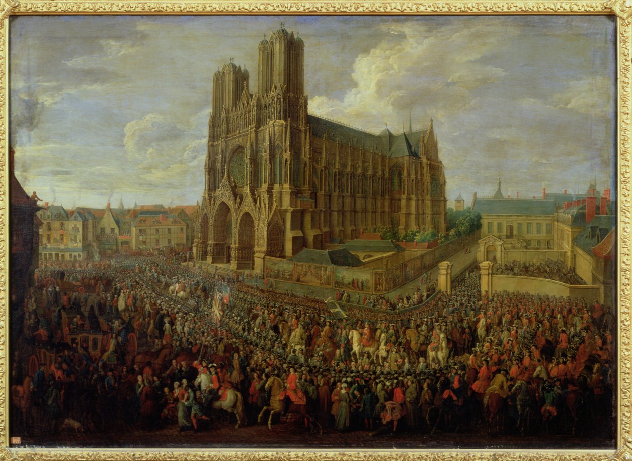 De processie van koning Lodewijk XV (1710-74) na zijn kroning, 26 oktober 1722, 1724 door Pierre Denis Martin