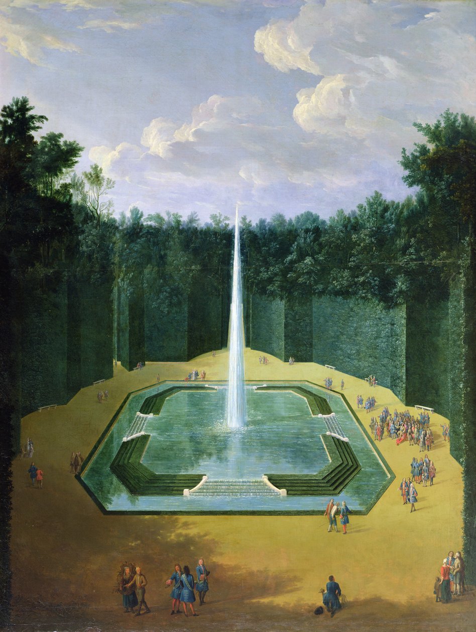 Uitzicht op de Fontein Obelisk in de tuinen van Versailles (Louis XIV promenade) door Pierre Denis Martin